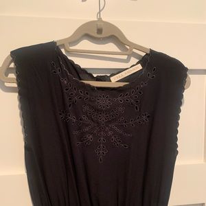 Ulla Johnson Silk Navy Dress With Eyelet Detail, Size 4